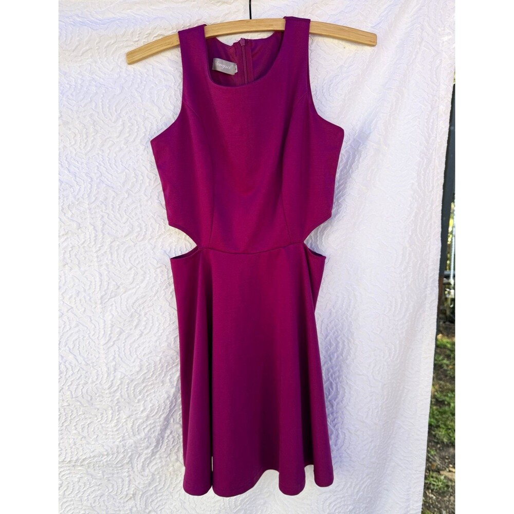 Belongsci Pink Fit & Flare Cut Out Dress Women’s S Round Neck Sleeveless Short